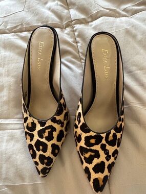 Essex Lane Leopard Print Pointed-Toe Mule - Tan & Black